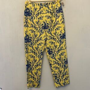 La Vore yellow blue floral cotton pants Size 14P New